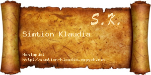 Simtion Klaudia névjegykártya